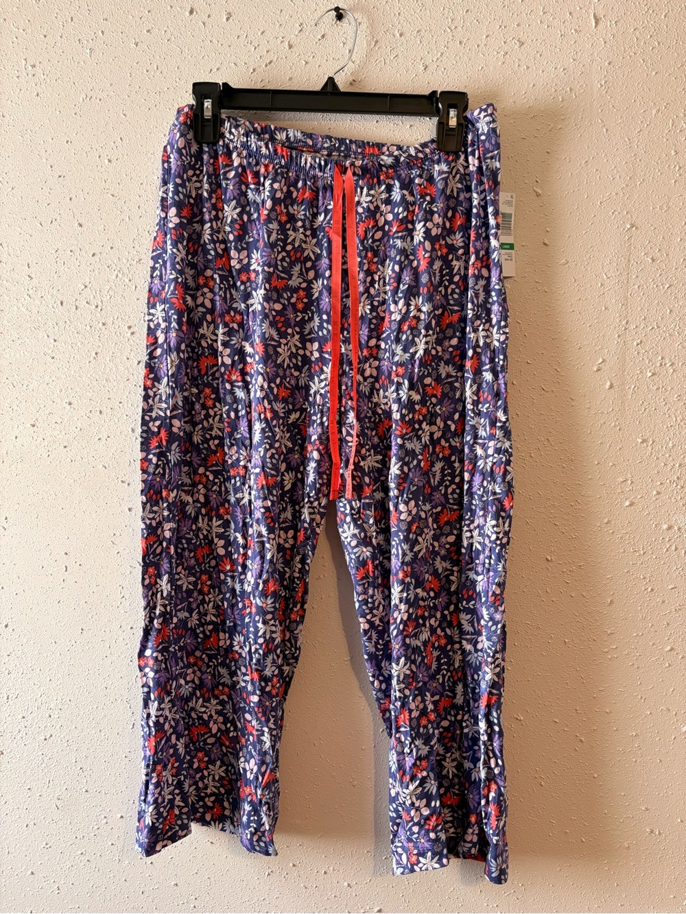 Floral Lounge Pants with Coral Drawstring